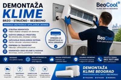 Demontaža klime Beograd 1 demontaza klime beograd Servis i popravka Klima uredjaja u Beogradu